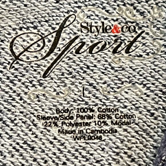 Style & Co Sport Lightweight Hoodie Woman's L Heathered Blue Grey Knit & Waffle - Picture 3 of 13